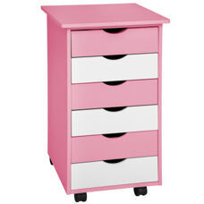 Rollcontainer aus Holz, rosa