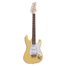 E-Gitarre Massivholz Creme mit Kabel