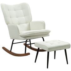 Schaukelstuhl Stillsessel für Wohnzimmer & Schlafzimmer mit Hocker ergonomisch