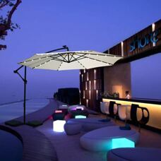 Sonnenschirm mit LED, 350 cm, weiss