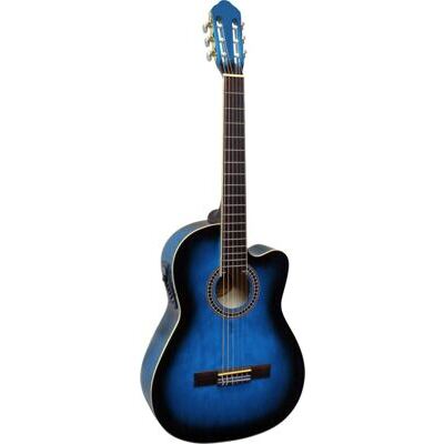 Klassische Gitarre mit Tonabnehmer 4 Band EQ - Cutaway Blau schattiert