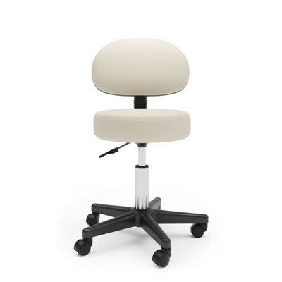 Drehstuhl Rollhocker mit Rückenlehne beige
