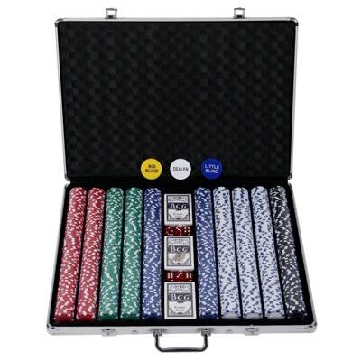 Pokerkoffer mit 1000 Chips und 6 Würfel
