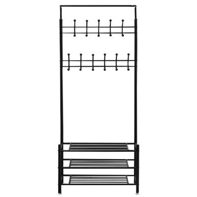 Garderobe mit 3 Schuhablagen schwarz