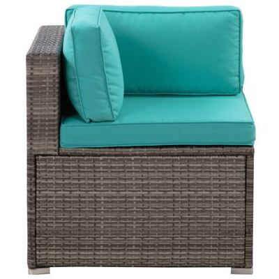 Eckteil Rattanlounge KRETA grau / türkis