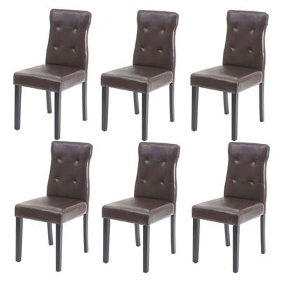 6x Esszimmerstuhl Kunstleder braun dunkle Beine