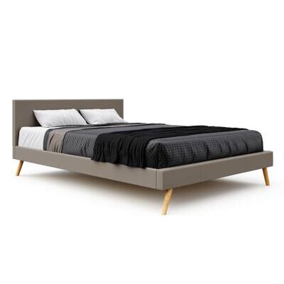 Lederbett ELVAR 160 x 200 cm taupe