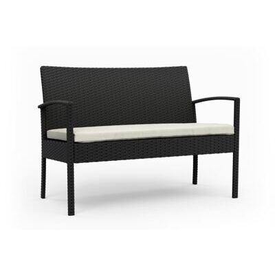 Rattan Gartenbank schwarz