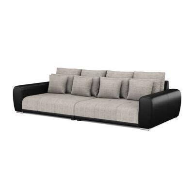 Sofa Leder SAM grau/schwarz