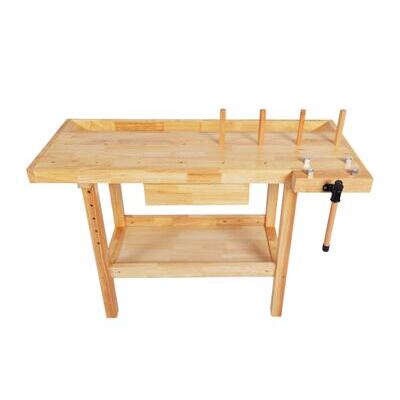 Werkbank mit Schraubstock Holz 126 x 50 cm