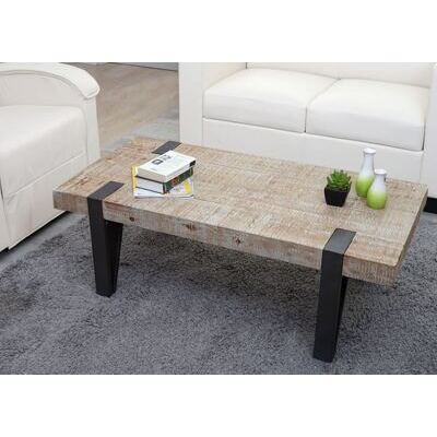 Couchtisch HWC Sofatisch ~ Tanne Holz 40x120x60cm