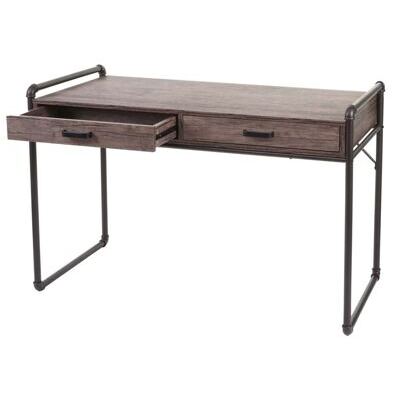 Schreibtisch Industriedesign 75x120x60cm ~ braun Wildeiche-Optik