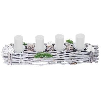 Adventskranz Weihnachtsdeko 60cm Kerzen weiss