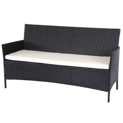 Poly-Rattan Gartenbank Halden 3-Sitzer anthrazit, Kissen creme