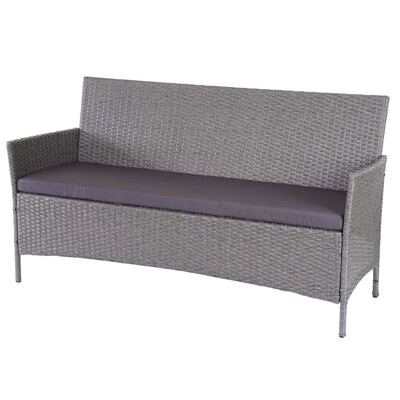 Poly-Rattan Gartenbank Halden 3-Sitzer grau, Kissen anthrazit
