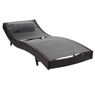 Liegestuhl Rattan Savannah ~ braun-meliert Bezug grau