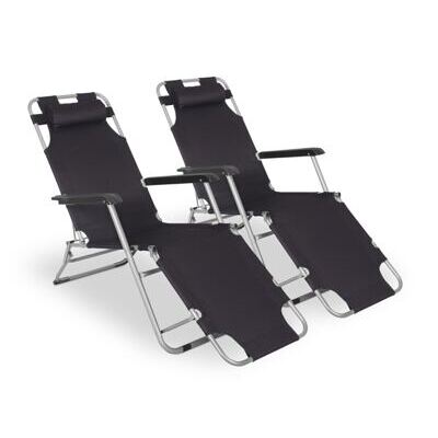 Liegestuhl Campingstuhl schwarz 2er Set