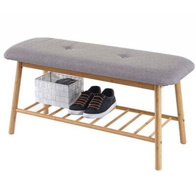 Schuhregal Peach Sitzbank Polsterbank mit Kissen Bambus 44x90x34cm