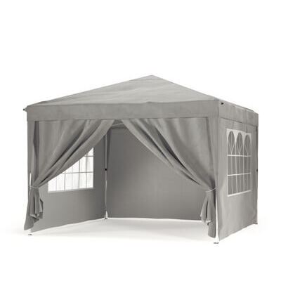 Pavillon Partyzelt 3 x 3 m grau inkl. 4 Seitenwände