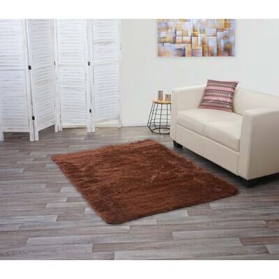 Teppich Shaggy Hochflor flauschig 160x120cm ~ dunkelbraun