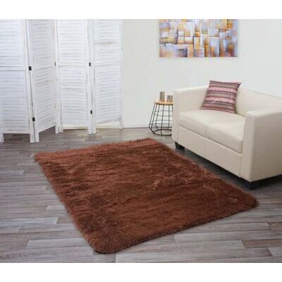 Teppich Shaggy Hochflor flauschig 200x140cm ~ dunkelbraun