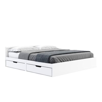 Bett Holz BELLA mit Stauraum und Schubladen 180 x 200 cm weiss