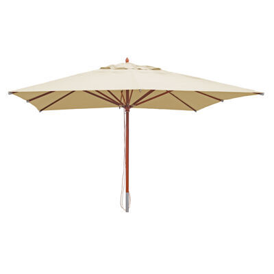 Sonnenschirm JAM-C57 Holz eckig 4x4m Seilzug creme