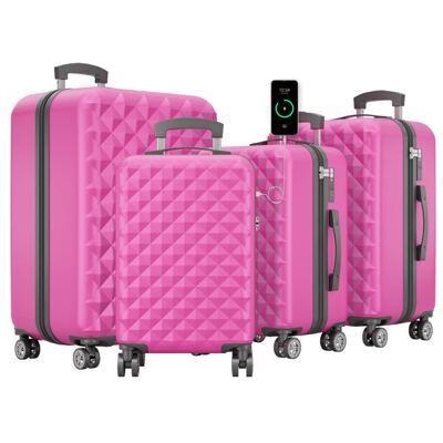 Kofferset 4tlg inkl. Kofferwaage und Schutzhülle Pink