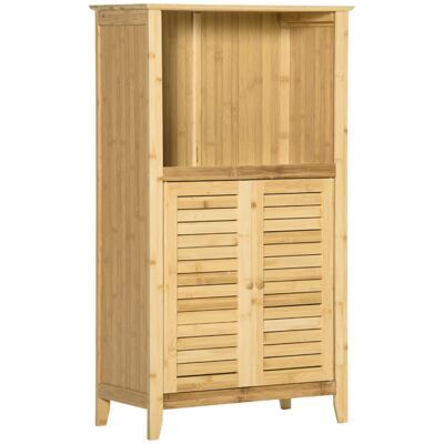 Badezimmerschrank Offenes Standregal Bambus Natur