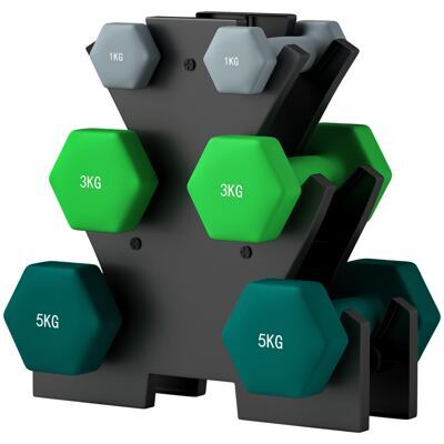 Hanteln Set 6 Kurzhanteln 2x1kg 2x3kg 2x5kg mit Hantelständer
