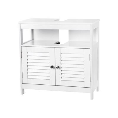 Waschbeckenschrank mit Lamellentüren Landhaus weiss