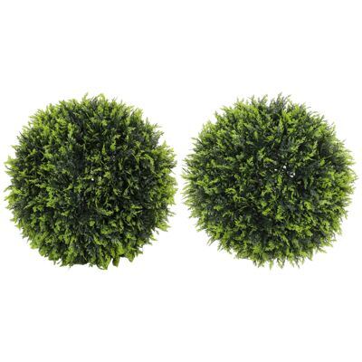 Künstliche Zeder Dekopflanze 2er-Set 45cm hoch für Indoor & Outdoor Grün