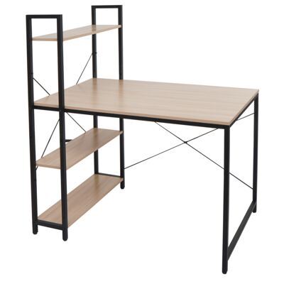 Schreibtisch mit Regal 100x60cm Metall Holz natur