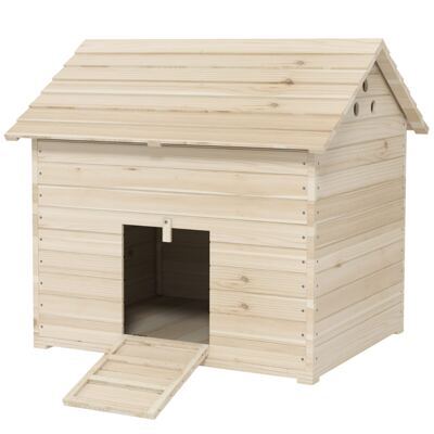 Entenhaus mit Kippdach & Rampe für Geflügel 100x825x91cm Naturholz