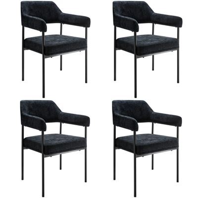 Armlehnstuhl Doé Webstoff schwarz/schwarz 4er Set