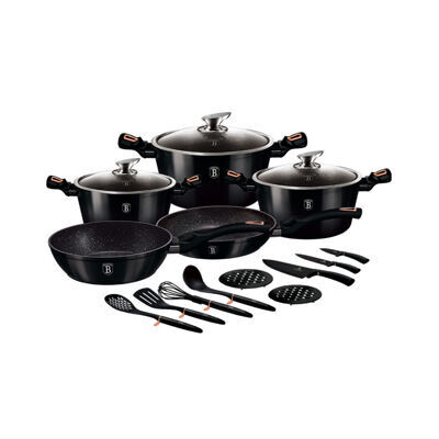 Berlinger Haus 17-teiliges Kochgeschirr-Set Shiny Black Edition