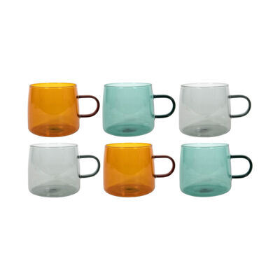 Tavola Becher aus farbigem Borosglas mit Henkel 500ml 6 Stk.