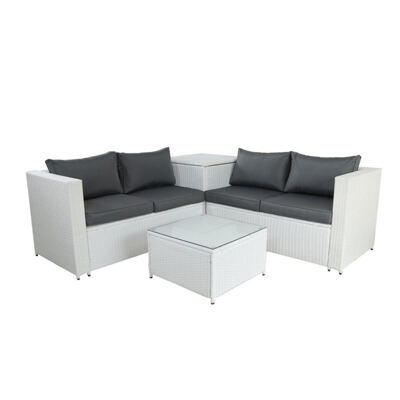 Rattanlounge SAN MARINO weiss/anthrazit