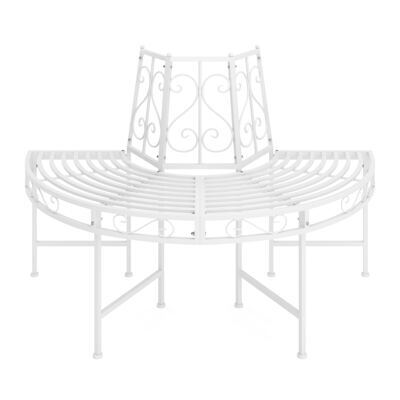 Gartenbank halbrund mit Rückenlehne LISE 124 cm weiss