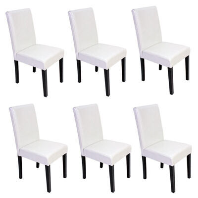 6x Esszimmerstuhl Littau Leder ~ weiss matt dunkle Beine