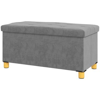 Sitzbank Samtoptik mit Stauraum faltbar 76x38x38cm Grau