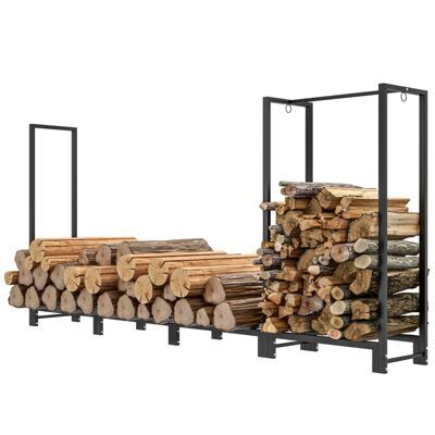 Kaminholzregal 240x32x115cm bis 300kg 2 Abschnitte Schwarz