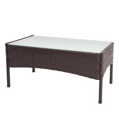 Poly-Rattan Gartentisch Halden mit Glasplatte ~ braun-meliert