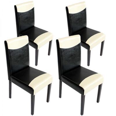 4x Esszimmerstuhl Littau (schwarz-creme, dunkel)