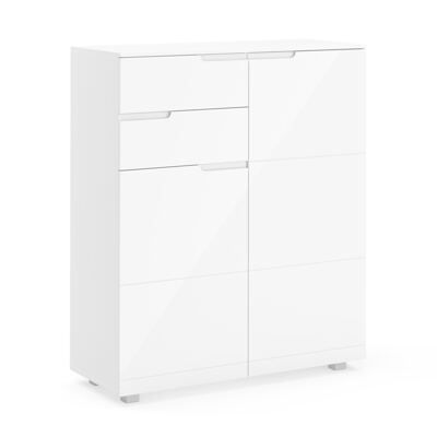 Kommode AVILA 2 Schubladen und 2 Türen 100 x 119 cm Hochglanz weiss