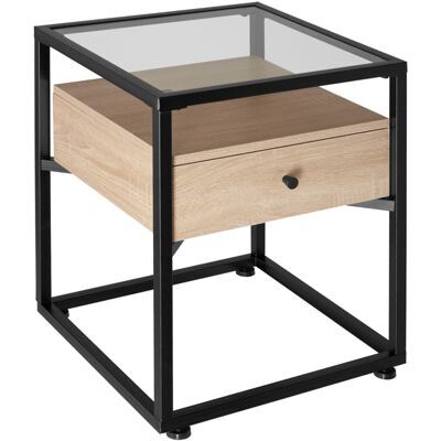 Nachttisch Preston 43x45x54,5cm Industrial Holz hell, Eiche Sonoma