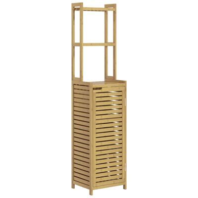 Badezimmerschrank 3 offene Fächer Kippschutz Bambus Naturholz