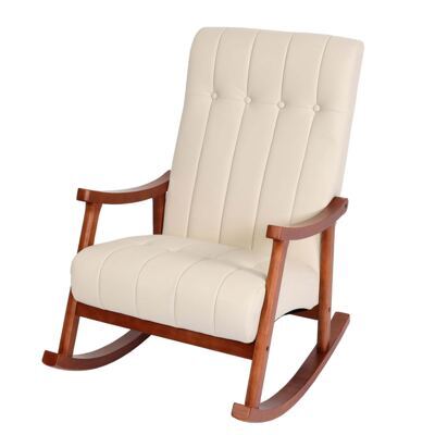 Schaukelstuhl JAM-K10 Relaxsessel creme Gestell Walnuss-Optik