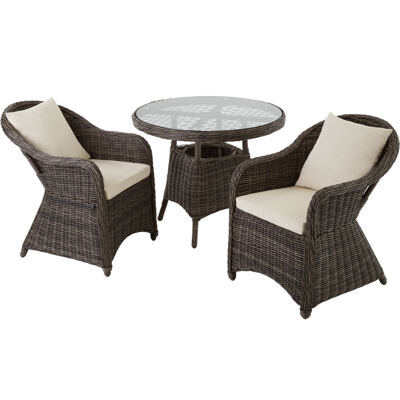Aluminium Rattan Sitzgruppe Zürich 2+1 grau