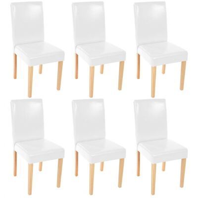 6x Esszimmerstuhl Littau Leder ~ weiss helle Beine